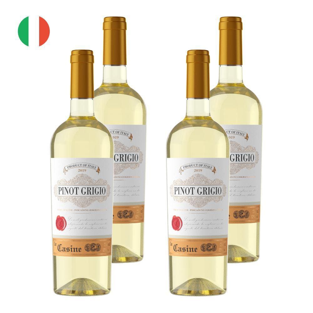 Kit 4 Vinhos Le Casine Pinot Grigio Branco Itália 750ml