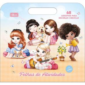 Álbum para Colorir Pintar Personagem Maleta Jolie 16 Páginas + 68 Adesivos Divertidos Tilibra