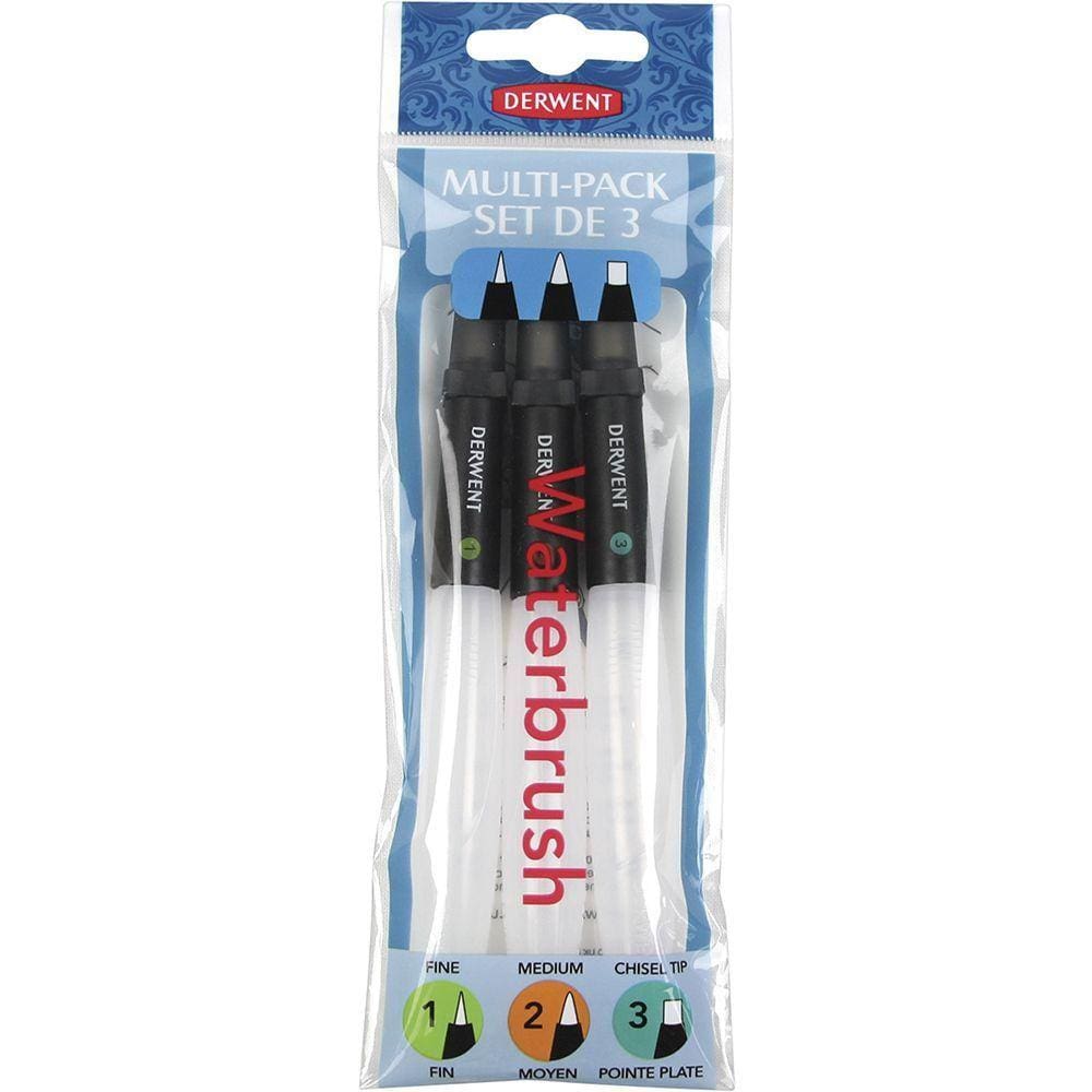 Kit Pincel Derwent Reservatório Água Waterbrush: Fino, Médio E Cinzel 2301975
