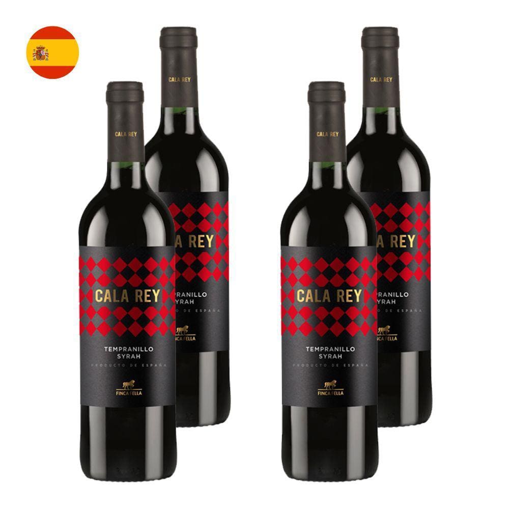 Kit 4 Vinhos Cala Rey Tempranillo/Syrah Tinto Espanha 750ml