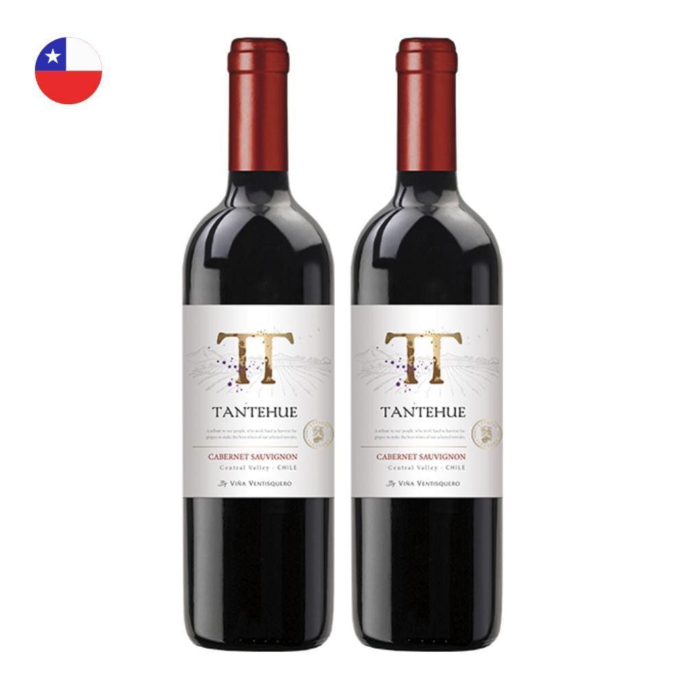Kit 2 Vinhos Tantehue Cabernet Sauvignon Tinto Chile 750ml
