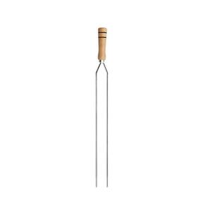 Espeto Duplo De Churrasco Com Cabo De Madeira - Stolf 65cm