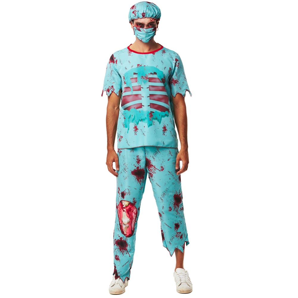 Fantasia Halloween Adulto Cirurgião Zumbi Roupa Masculina