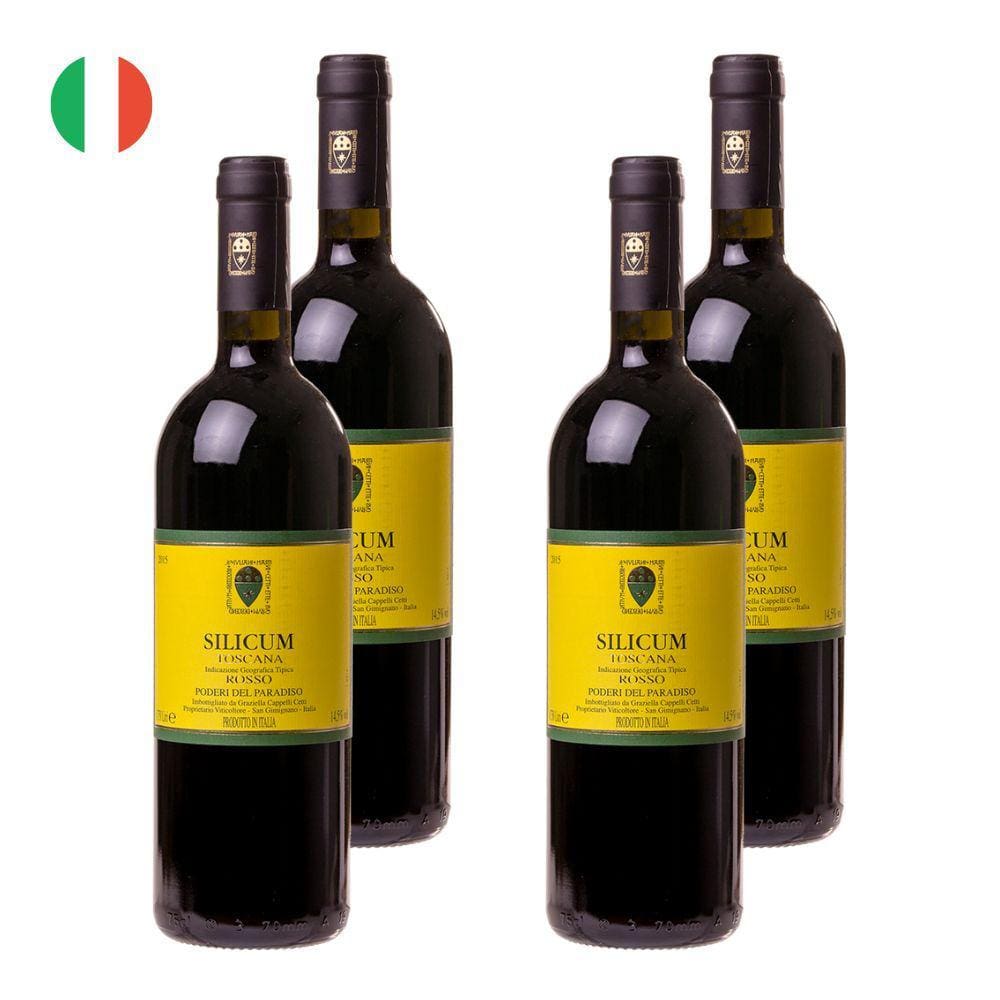 Kit 4 Vinhos Poderi del Paradiso Silicum Tinto Itália 750ml