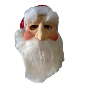 Máscara De Papai Noel De Látex Com Barba E Cabelo Em Pelúcia