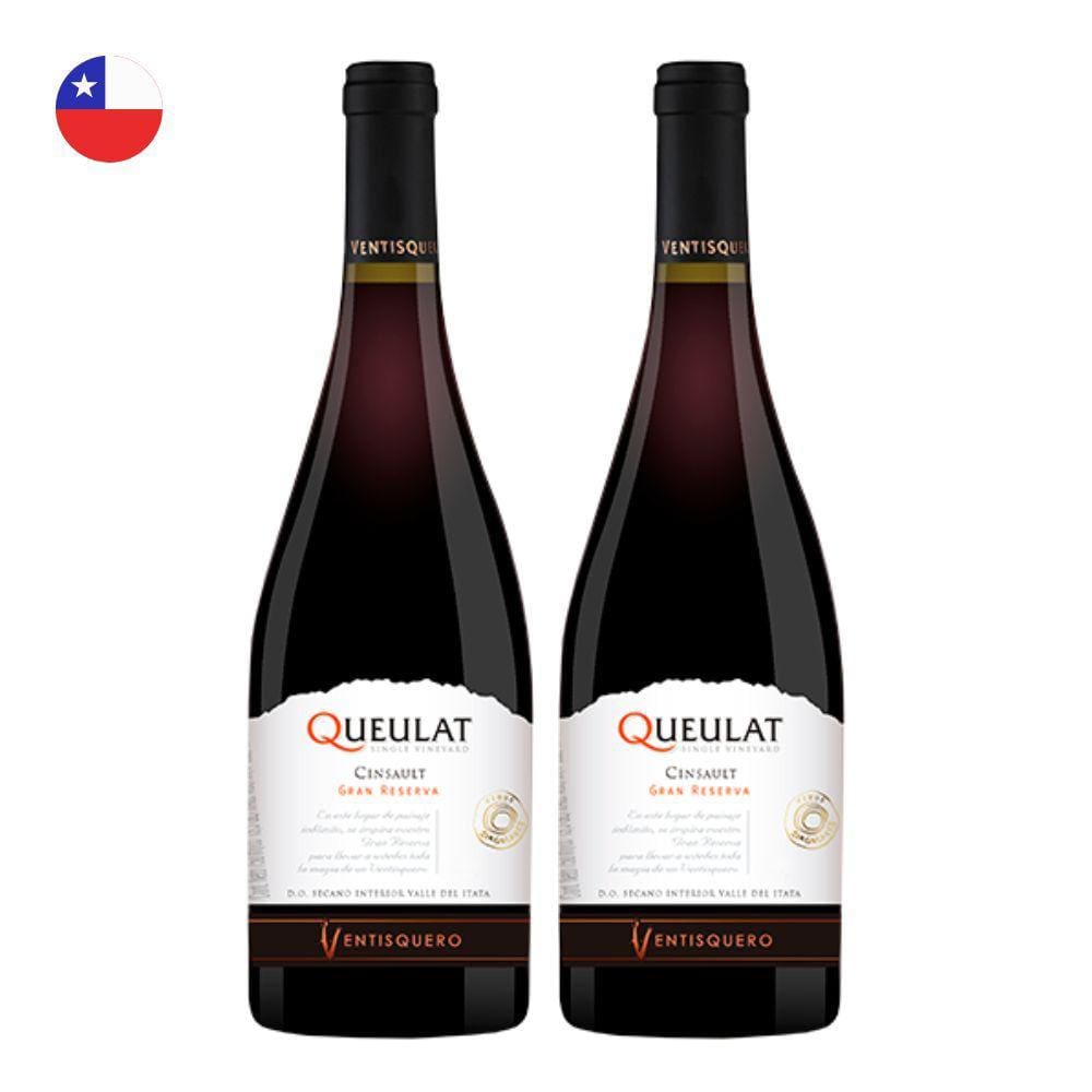 Kit 2 Vinhos Ventisquero Queulat Gran Reserva Cinsault Tinto Chile 750ml