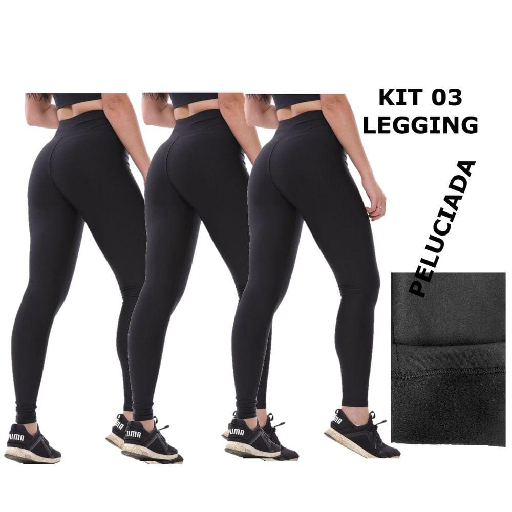 Kit Com 3 Legging Peluciada Inverno- Legg Térmica Flanelada