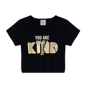 Blusa Infantil Cropped Manga Curta Kind Mari Santos Ref:25471 12/16