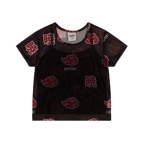 Blusa Infantil Cropped Manga Curta Tule Naruto Ref:25938 12/16