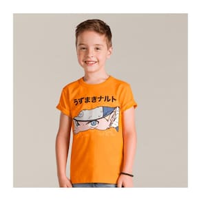 Camiseta Infantil Manga Curta Estampado Naruto Uzumaki Ref:25490 12/16