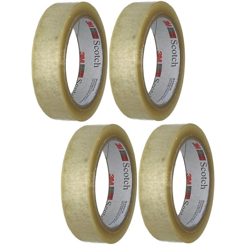 Kit 4 Fita Adesiva 373 PP Transparente 24MM X 50M