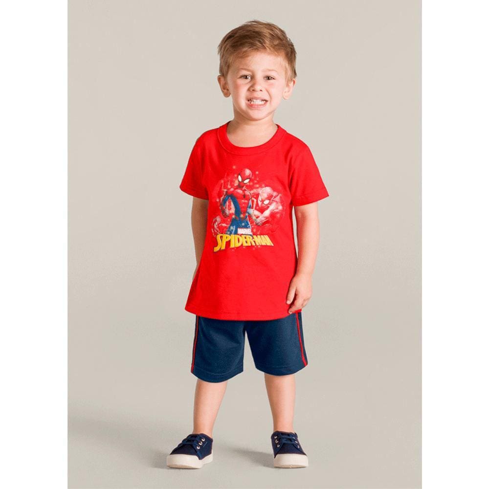 Conjunto Infantil Masculino Manga Curta Homem Aranha Ref:25615 1/3