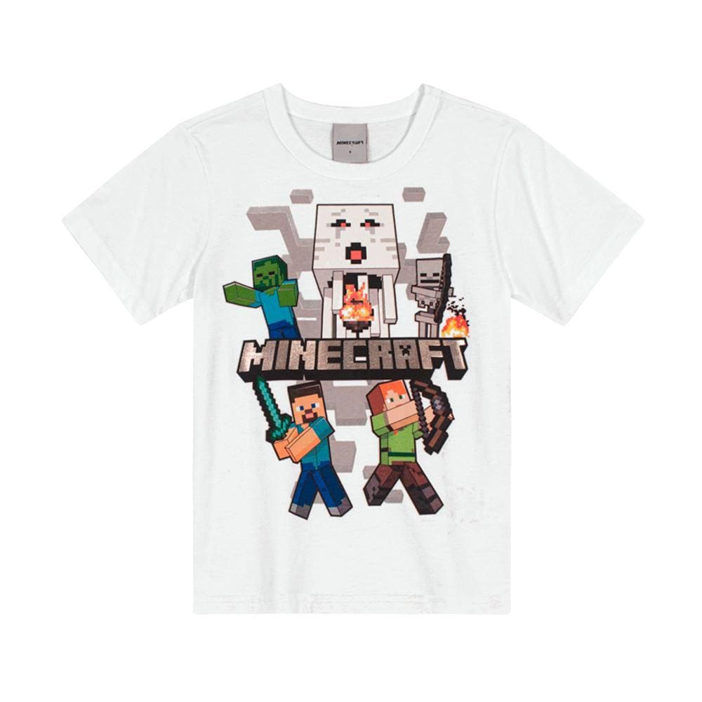Camiseta Infantil Manga Curta Estampado Minecraft Ref:25483 8/14