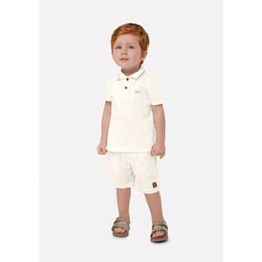 Conjunto Infantil Masculino Camisa Polo E Bermuda Linho Carinhoso Ref:1000108936 10/12