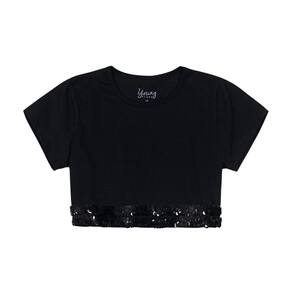 Blusa Infantil Cropped Com Detalhe Em Paetê Young Class Ref:25556 12/18