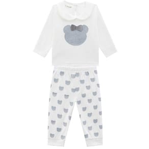 Conjunto Infantil Manga Longa Plush Estampado Feminino Mundi Ref: 54268  P/G