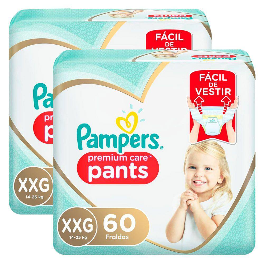 Kit 2 Fralda Infantil Pampers Premium Care Pants Tamanho XXG com 60 Unidades cada