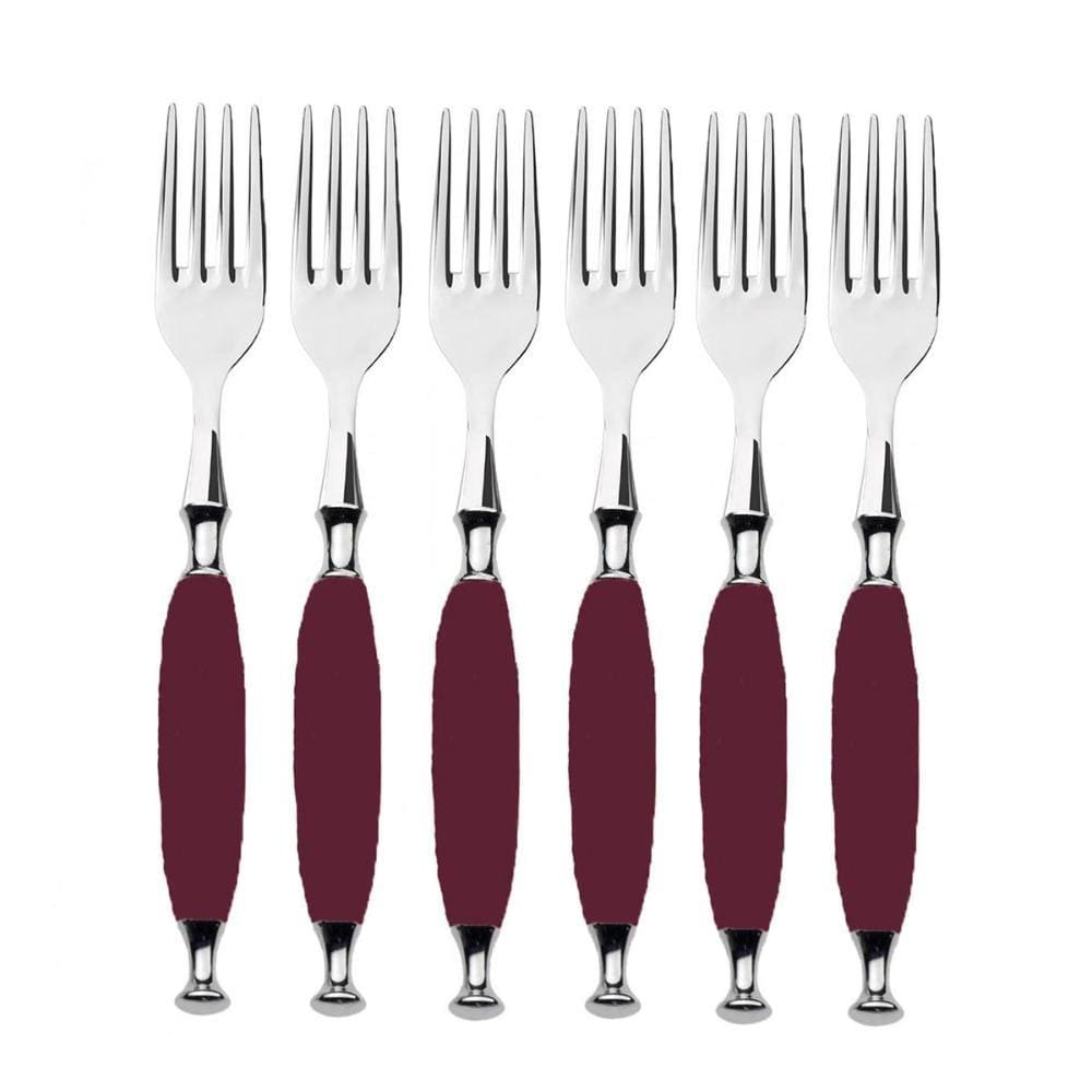 Kit 6 Garfos para Sobremesa Doce Bordô Country Bugatti