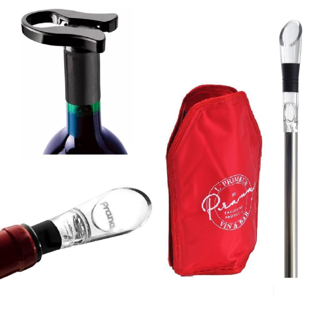 Conjunto Vinho Aerador Corta Lacre Resfriador e Cooler Prana