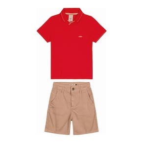 Conjunto Infantil Masculino Camisa Polo E Bermuda Sarja Carinhoso Ref:1000109032 10/16