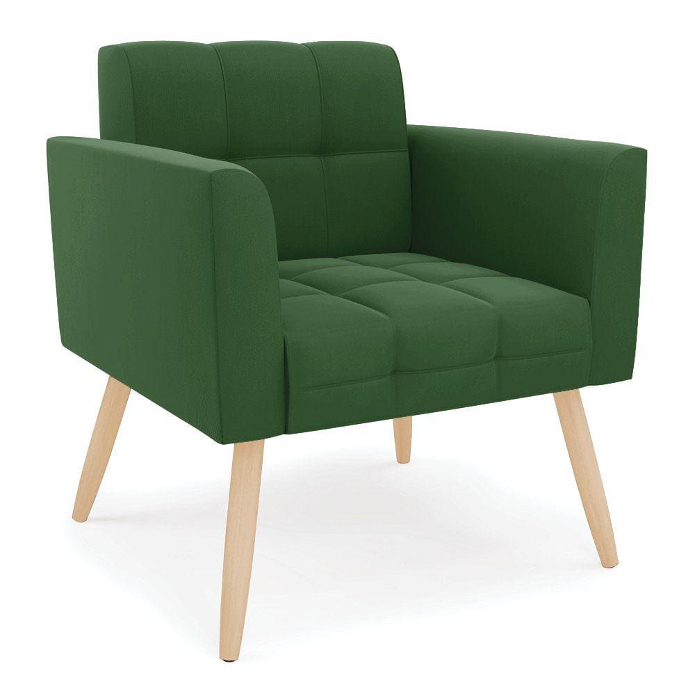 Poltrona Elisa Suede Pés Palito Natural - D`Rossi