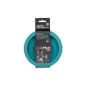 LickiMat Ufo Comedouro e Tapete de Lamber com Ventosa Azul para Cães Pequeno / médio