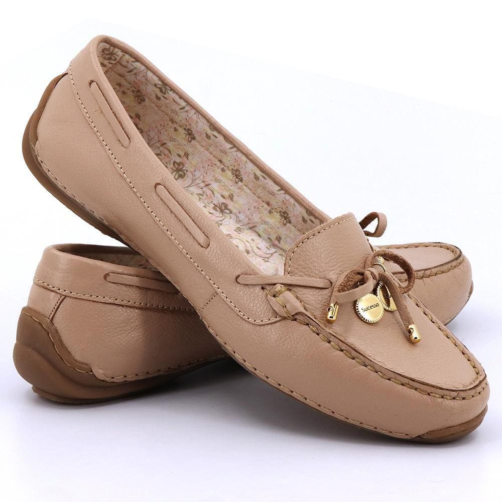 Mocassim Feminino Couro Confortável Laço Forrado