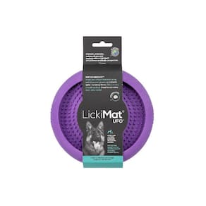 LickiMat Ufo Comedouro e Tapete de Lamber com Ventosa Roxo para Cães Pequeno / médio