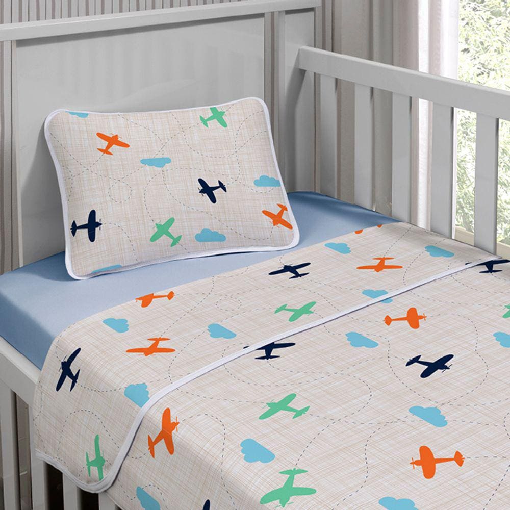 Jogo de Cama Tecebem Baby Malha Estampado Frederico 3 Pçs Azul