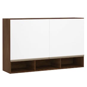 Armário Para Cozinha 120 Cm 2 Portas Dourado Com Branco