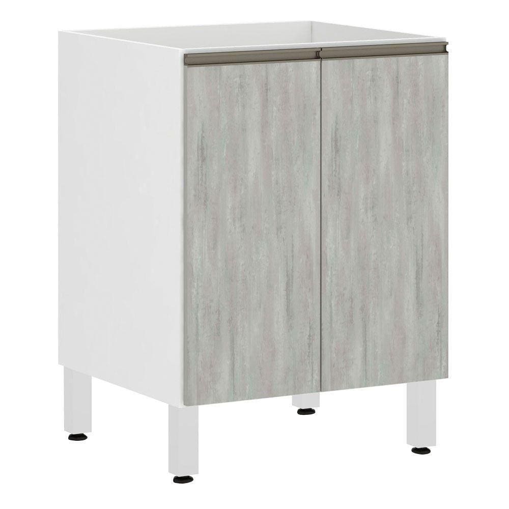 Balcão Sem Tampo 60cm Branco Com Concreto