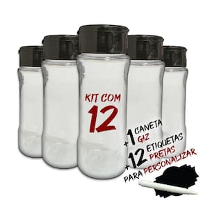 Kit 12 Potes T130 Tempero Cozinha + Etiquetas + Caneta Giz