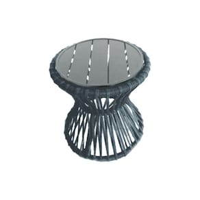 Mesa de Centro Sol em Corda Náutica e Base em Alumínio Cinza 50cm Cinza