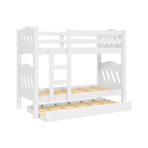 Beliche Perola Branco com Cama Auxiliar e Colchão - Camas Fenix