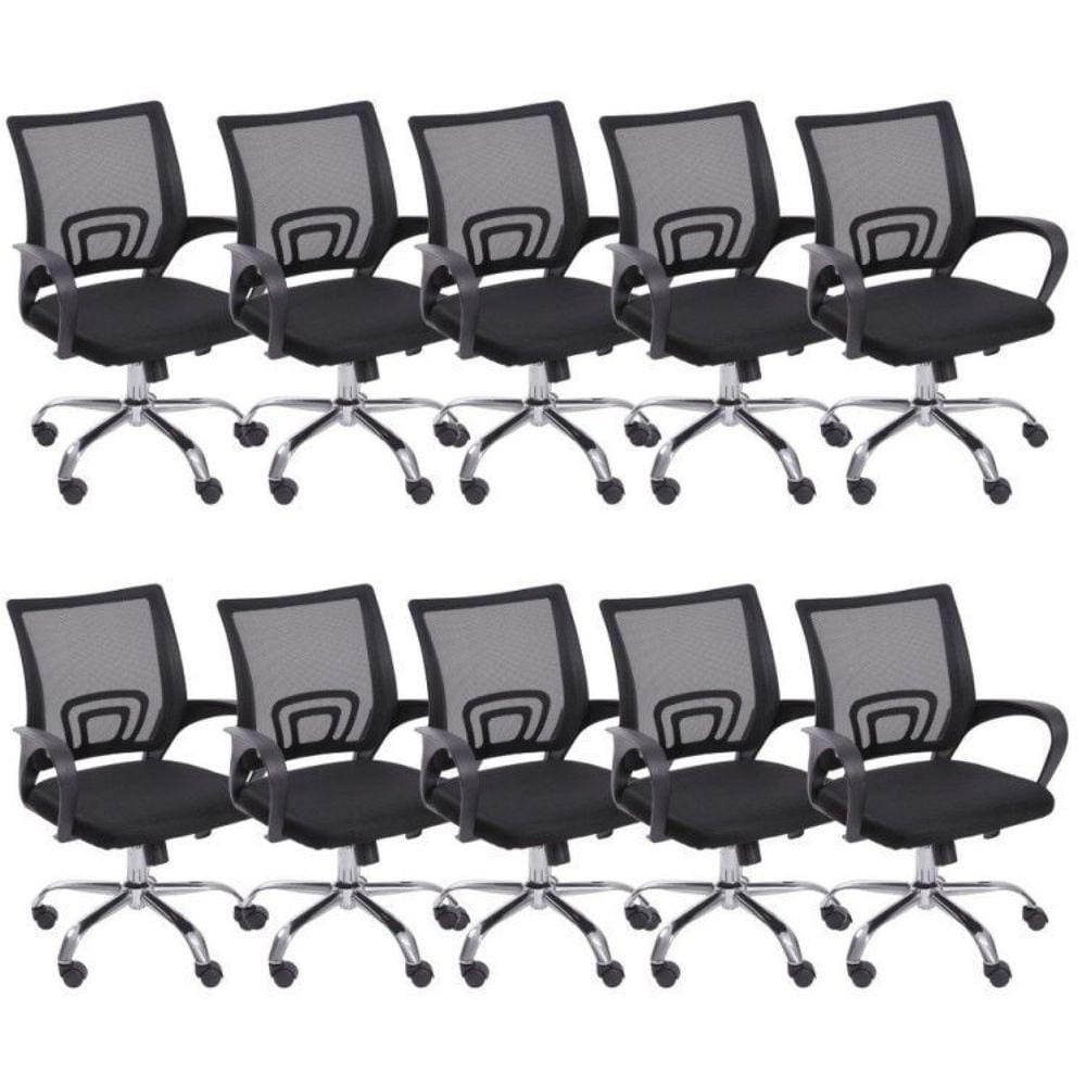Kit 10 Cadeiras para Escritório Diretor Tela Mesh Tok 3310 Or Design Preto