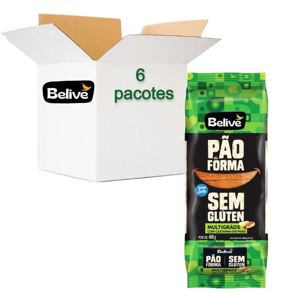 Pão De Forma Belive Multigrãos Sem Glúten 400G 6 Pacotes