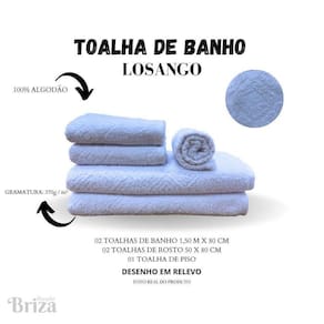 Jogo De Toalha De Banho E Rosto 5 Pçs Briza - Losango Branca