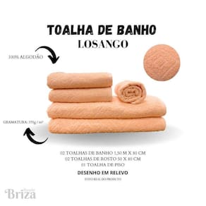Jogo De Toalha De Banho E Rosto 5 Pçs Briza - Losango Salmão