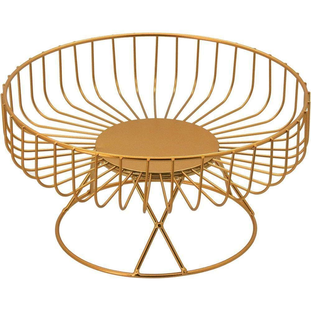 Fruteira 13X25X25Cm Metal Dourado Com Pé