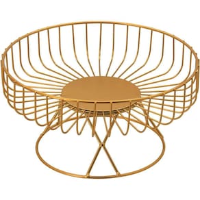 Fruteira 13X25X25Cm Metal Dourado Com Pé
