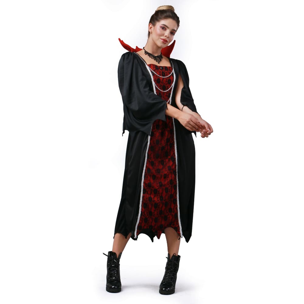 Fantasia Infantil Vampira Luxo Vestido Longo Festa Halloween