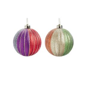 Bola De Natal Com Gomos Glitter Colorido 10Cm Jg 4 1001984