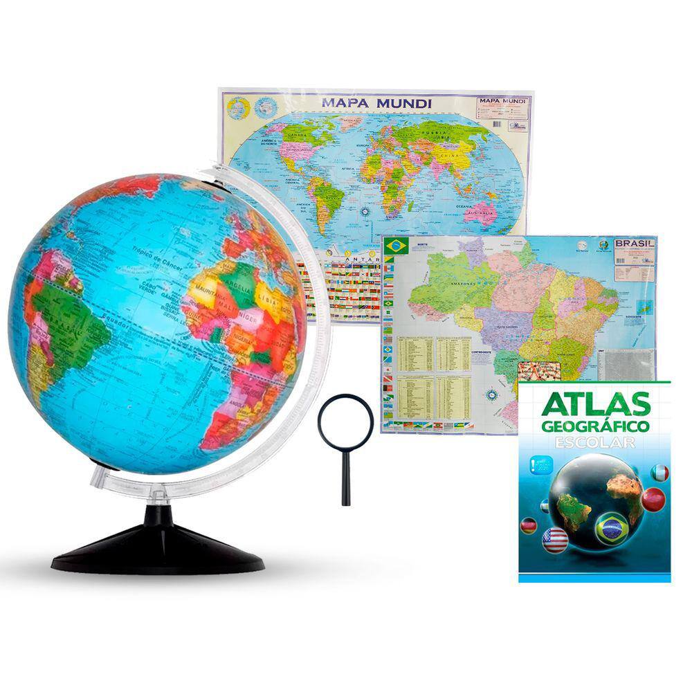 Kit Com 2 Mapa Mundi Brasil Escolar 120cmx 90cm Casas Bahia