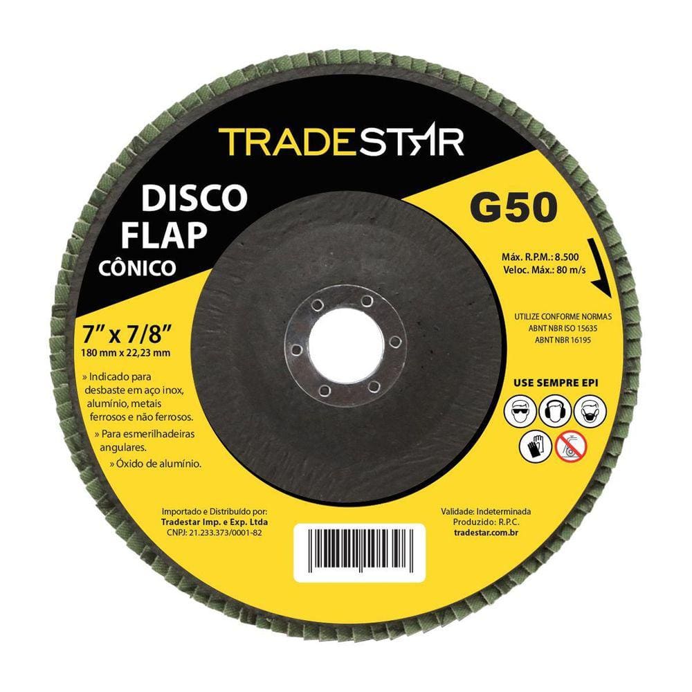 Disco Flap Conico 7 180Mm Fds180-50Fc Z50 Grão 50