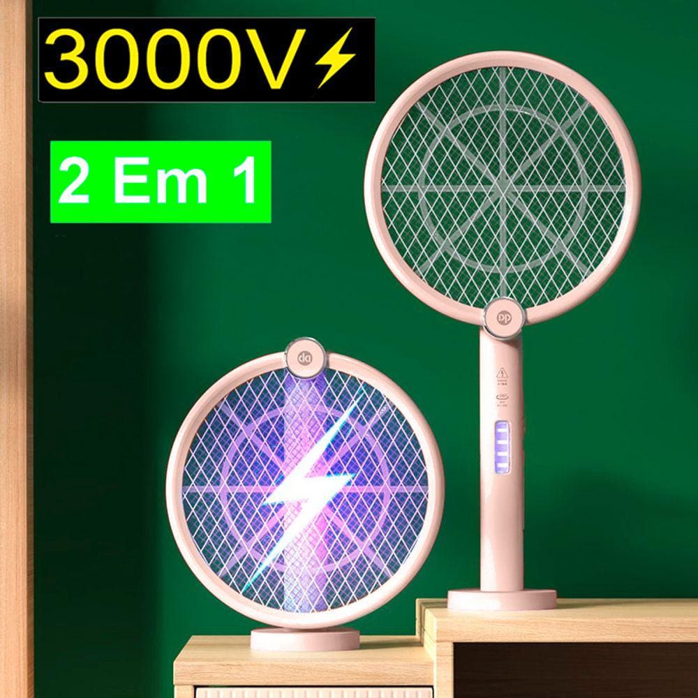 Raquete Elétrica 2 Em 1 Luminária Anti inseto Mosquito USB Recarregável Lâmpada Pernilongo Com Luz UV Mosca