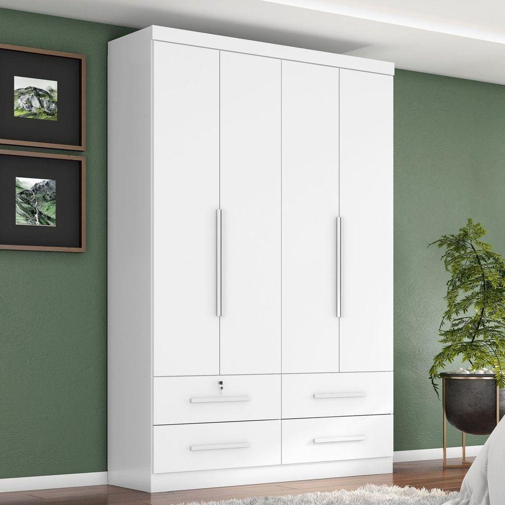 Guarda Roupa 4 Portas 4 Gavetas Maximus Plus Branco Absoluto