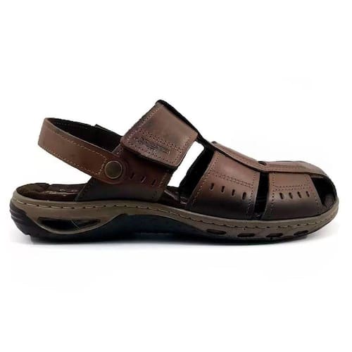 Sandália Masculina Em Couro Fechada Pegada Casas Bahia