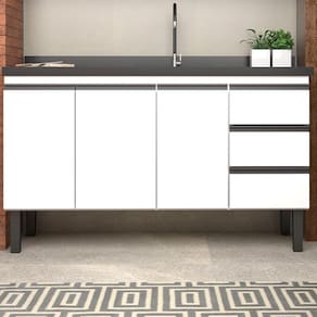 Balcão para Cozinha em Aço 144cm 3 Portas 3 Gavetas Netuno Cozimax Branco
