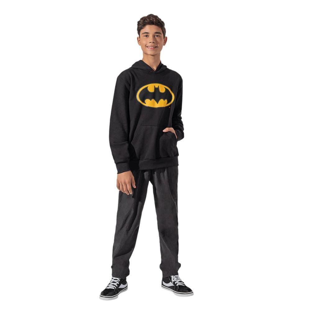 Blusa Moletom Infantil Manga Longa Com Capuz Batman Fakini Teens Ref:1549 12/18