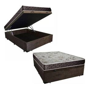Cama Box Baú Casal Conforto Suede Marrom + Colchão Casal Conforto Espuma D23 20x138x188